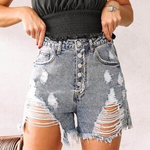 Almost Famous Blue Distressed Jean Shorts
